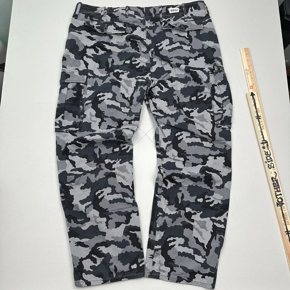 Y2K Levi's Camo Cargo Pants Mens 40x32 Gray Black Straight Fit Cotton Skater